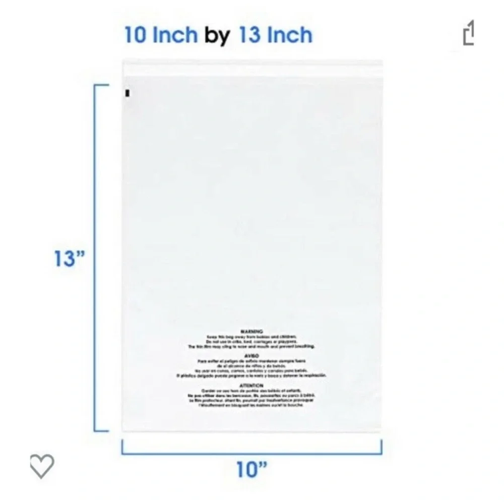 POLY BAGS -100 Clear Self-Sealer Poly Bags/Mailer, 100 count, 10 x 13 Inch NEW